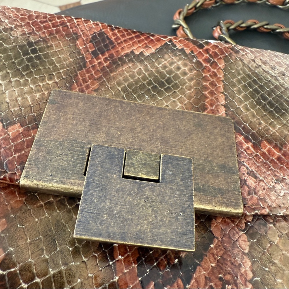 Stuart Weitzman Python Brown And Tan Leather Bag … - image 7